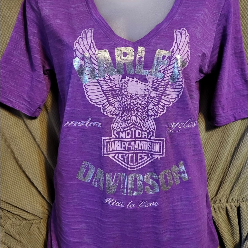Harley Davidson Shirt purple silver, Spokane WA, small
